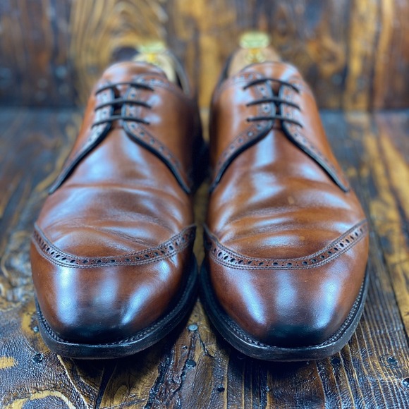 Bontoni Bespoke Men\'s Walnut Leather Derby Dress Shoe Size 13 Wide Made in Italy main image 9